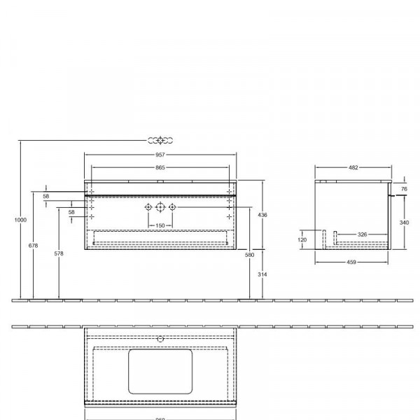 Villeroy en Boch Wastafelmeubels Venticello 957 x 436 x 502 mm