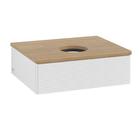 Meuble Pour Vasque à Poser Villeroy et Boch Antao avec Structure 1 tiroir 600x190x500mm Glossy White Lacquer/Honey Oak