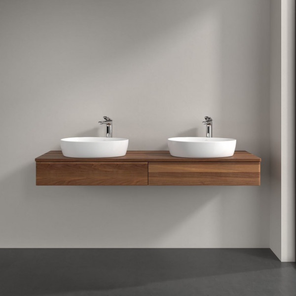 Dubbel Wastafelmeubel Villeroy en Boch Antao 1600x190x500mm Warm Walnut