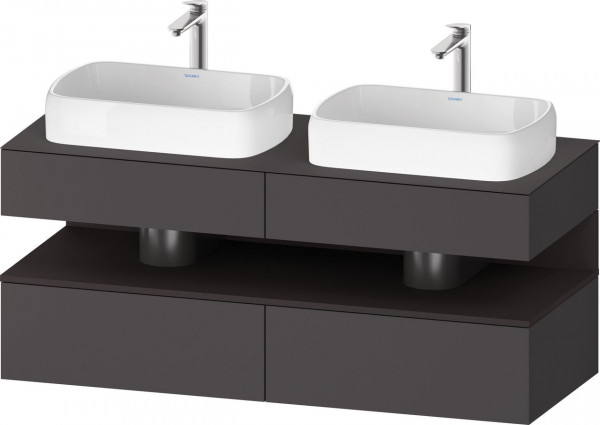 Meuble Double Vasque Duravit Qatego gauche, Lumière, avec niche 1400mm Graphite Super Mat/Graphite Mat QA4767080490010