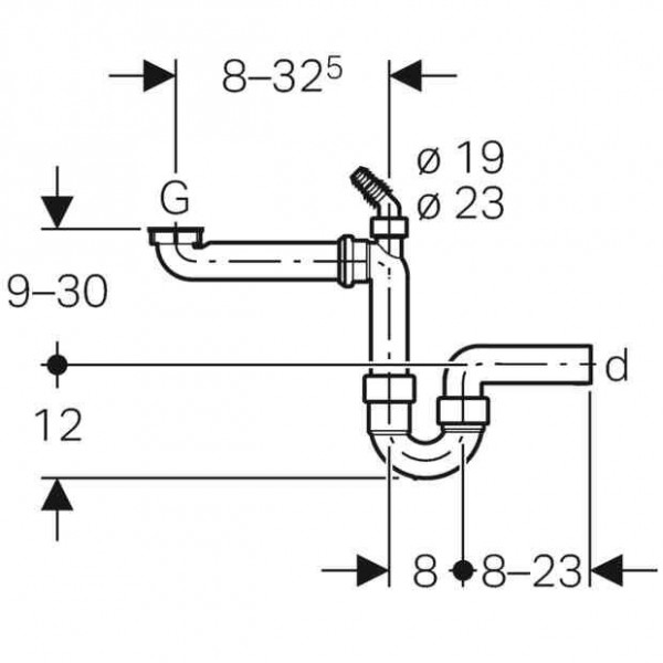 Geberit Uitlaatbocht G1 1/2x50 OM Universal (152819111)