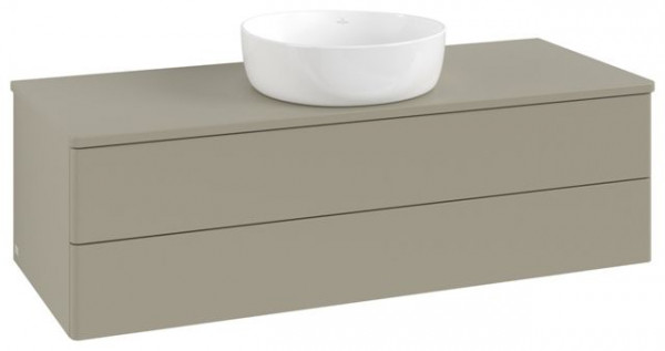 Wastafelmeubel Voor Opzet Waskom Villeroy en Boch Antao 1200x360x500mm Stone Grey Matt Lacquer