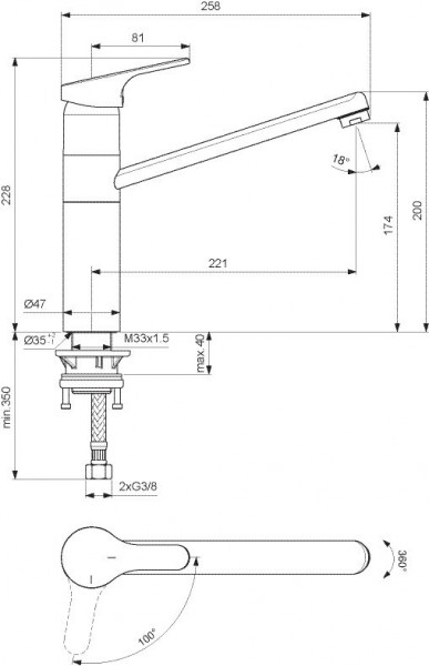 Ideal Standard Keukenkraan met hoge uitloop CeraFit Chroom (BC139)