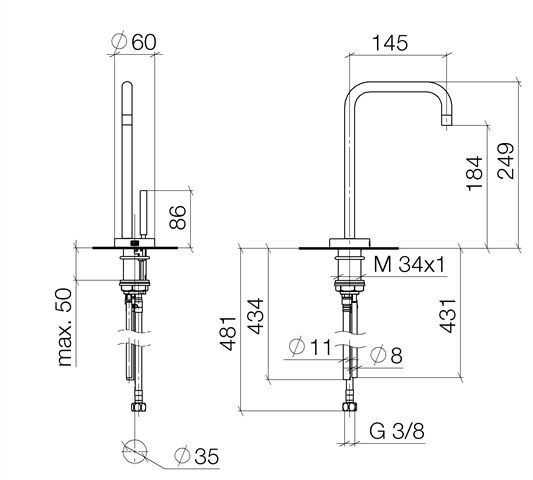 Dornbracht Waterfilter Keukenkraan Meta.02 WATER DISPENSER 249mm