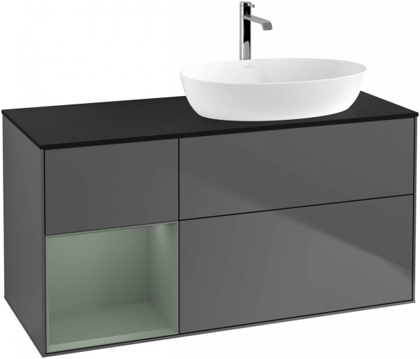 Meuble Pour Vasque à Poser Villeroy et Boch Finion Anthracite/Olive/Glass Black FA42GMGK