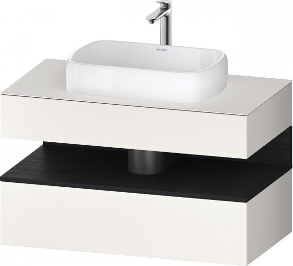 Meuble Pour Vasque à Poser Duravit Qatego Lumière, avec niche 1000mm Chêne Noir Mat/Blanc Super Mat QA4731016840010