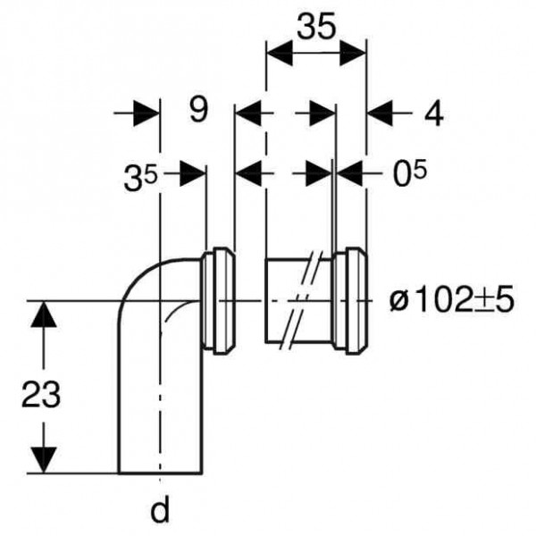 Geberit Uitlaatbocht 90° d102/110 Universal (152647001)