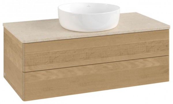 Wastafelmeubel Voor Opzet Waskom Villeroy en Boch Antao 1000x360x500mm Honey Oak/Boticcino