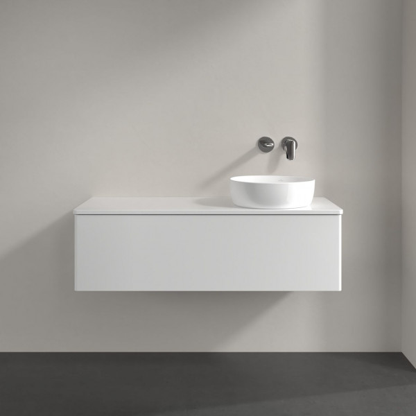 Wastafelmeubel Voor Opzet Waskom Villeroy en Boch Antao 1200x360x500mm Glossy White Lacquer