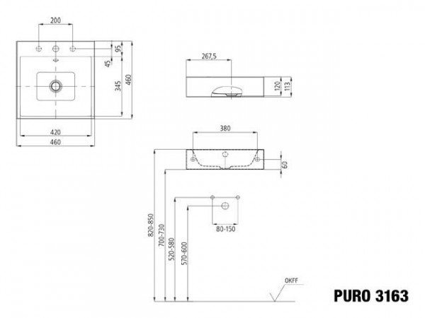 Kaldewei Hangwastafel met overloop Puro (901306003)