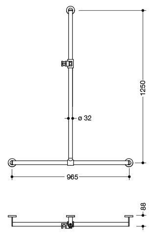 Hewi Badgreep System 900 met douchestang Antraciet 900.35.401XA