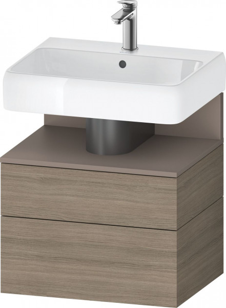 Meuble Pour Vasque à Poser Duravit Qatego suspendu 2 tiroirs 590mm Basalte Mat/Chêne Terra Mat QA4393043350000