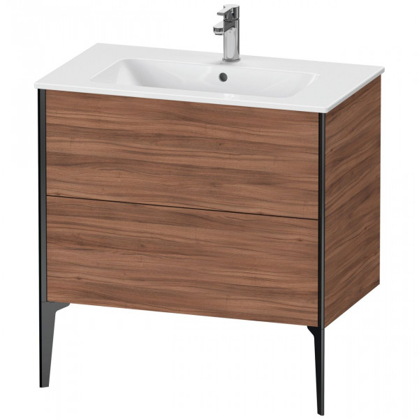 Meuble Pour Lavabo Encastrable Duravit XViu 2 tiroirs, pour lav. ME 810mm Noyer naturel/Noir Mat XV44820B279