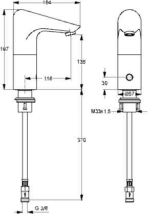 Wastafelkraan met sensor, zonder netwerktemperatuurbegrenzer Ideal Standard Ceraplus Chroom A4153AA