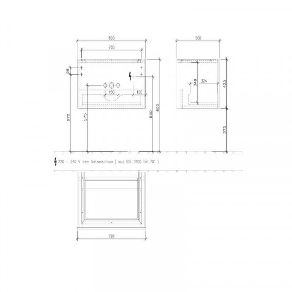 Villeroy en Boch Legato Onderkast 800x425x500 mm (B22100)