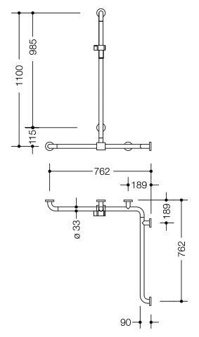 Hewi Badgreep Serie 805 Classic met douchestang 805.35.310