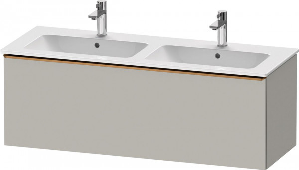 Meuble Double Vasque Duravit D-Neo tiroir poignée bronze 1280mm Gris béton mat DE4265004070000