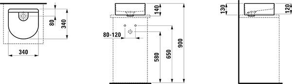 Opbouw Wastafel Laufen SONAR 340x140x340mm Wit Clean Coat