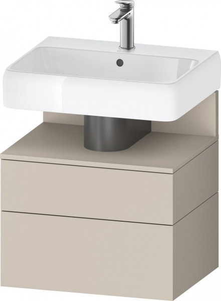 Meuble Pour Vasque à Poser Duravit Qatego suspendu 2 tiroirs Lumière 590mm Taupe Super Mat QA4393083830010