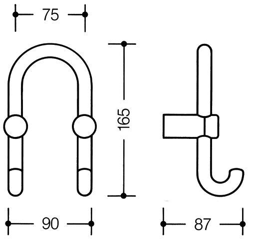 Hewi Handdoekhaakjes Serie 801 Dubbele haak twee staven 90 mm