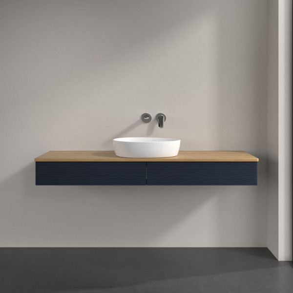 Wastafelmeubel Voor Opzet Waskom Villeroy en Boch Antao 1600x190x500mm Midnight Blue Matt Lacquer...