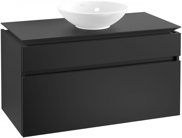 Meuble Pour Vasque à Poser Villeroy et Boch Legato Lavabo au milieu 1000x550x500mm Noir Mat Laqué