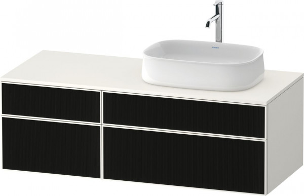 Meuble Pour Vasque à Poser Duravit Zencha droite, 4 tiroirs 1300x442x550mm Noir Texture Lignée/Blanc Super Mat ZE4827063840000