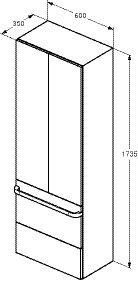 Ideal Standard Tonic II hoge dubbele kast met 2 deuren en 2 laden 60x173.5x35cm zonder greep glanswit R4316WG