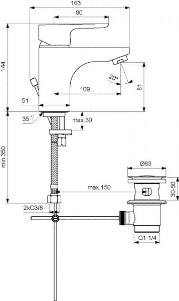 Ideal Standard Eéngreeps wastafelmengkraan CeraPlan III Chroom