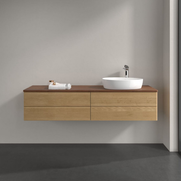 Wastafelmeubel Voor Opzet Waskom Villeroy en Boch Antao 1600x360x500mm Honey Oak/Warm Walnut