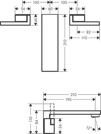 Axor 3 Gats Wastafelkraan Edge 3 gaten 190mm