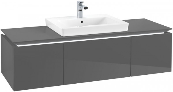 Meuble Pour Lavabo Encastrable Villeroy et Boch Legato avec lumière 1400x380x500mm Gris Brillant