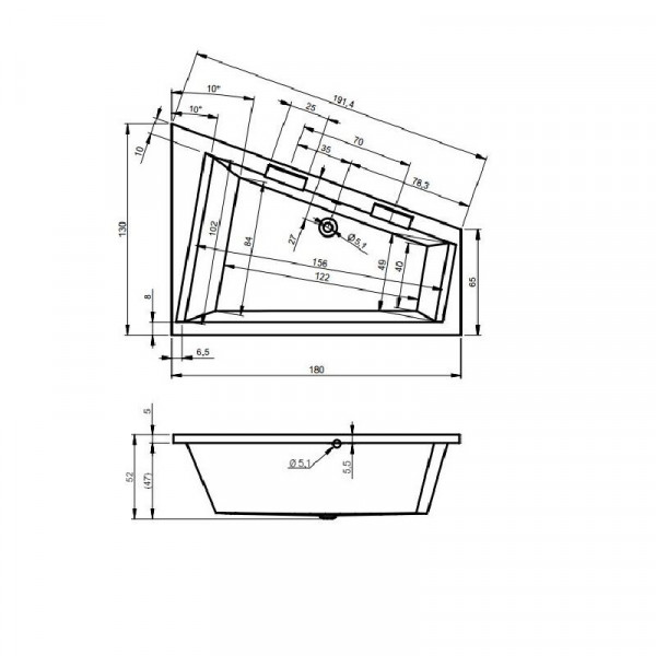 Riho Whirlpool Hoek Doppio 1300x800x1800mm Wit