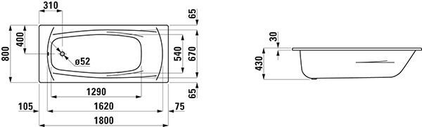 Ligbad Laufen PALLADIUM 1800x800mm Wit