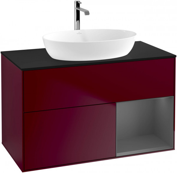 Meuble Pour Vasque à Poser Villeroy et Boch Finion Peony/Anthracite/Glass Black FA22GKHB