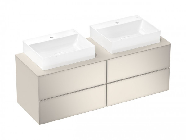 Wastafelmeubel Voor Opzet Waskom Hansgrohe Xevolos E 4 laden 1570x550x555mm Zandbeige Wit/Zandbei...