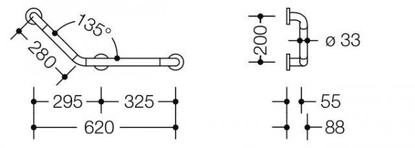 Hewi Badgreep Hoek Serie 801 van 135°