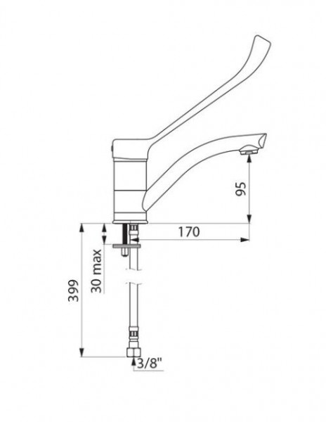 Delabie Wastafelmengkraan Chroom 170 mm x 267 mm 2522L