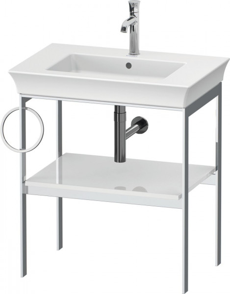 Meuble Pour Vasque à Poser Duravit White Tulip Console métallique, Étagère et Porte-Serviette gauche 684x760mm Blanc brillant WT4543L8585