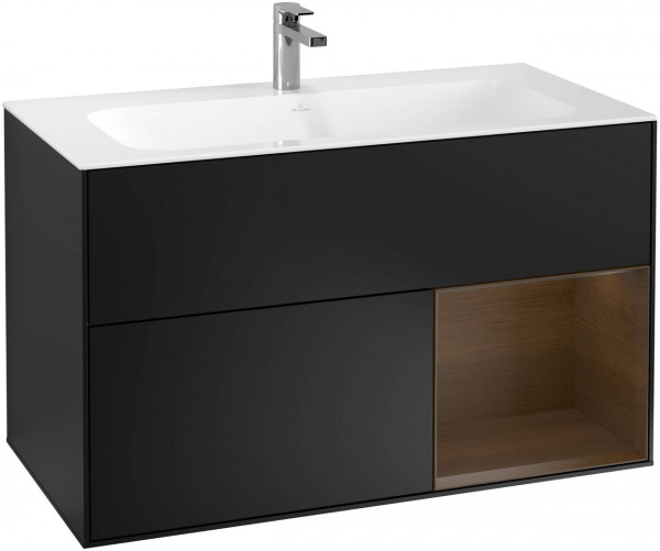 Meuble Pour Lavabo Encastrable Villeroy et Boch Finion Black/Walnut Veneer F040GNPD