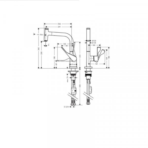 Keukenkraan Met Handdouche Axor Citterio Select RVS 39861800