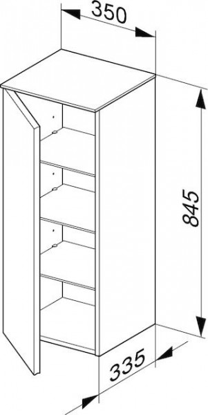 Wandmeubel Keuco Royal Reflex met 1 deur en linkse scharnieren 350x835x335mm Zwart