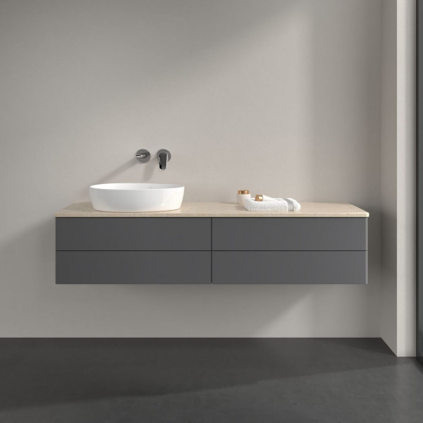 Wastafelmeubel Voor Opzet Waskom Villeroy en Boch Antao 1600x360x500mm Anthracite Matt Laquered/B...