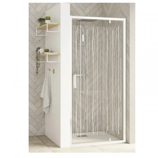 Kinedo Porte de douche coulissante SMART DESIGN 1 porte, avec seuil, niche, angle, contre un mur, P 1100mm Verre sérigraphié blanc