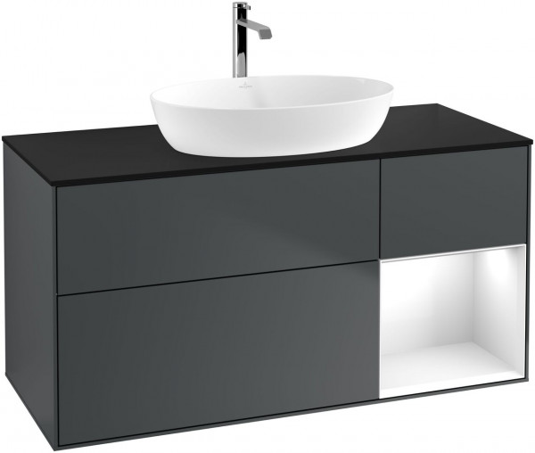 Meuble Pour Vasque à Poser Villeroy et Boch Finion Midnight Blue/Glossy White/Glass Black FA72GFHG