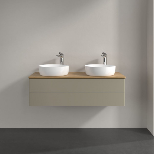 Dubbel Wastafelmeubel Villeroy en Boch Antao 1200x360x500mm Stone Grey Matt Lacquer/Honey Oak