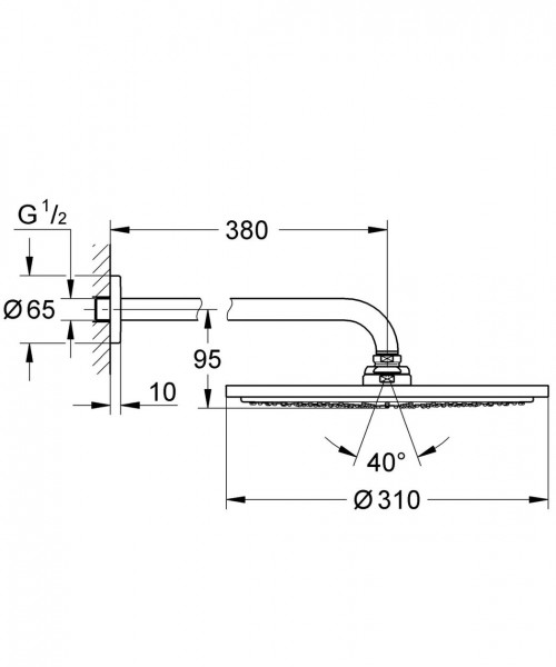 Grohe Muurgemonteerde Stortdouche Rainshower Ø310mm 1 jet Chroom