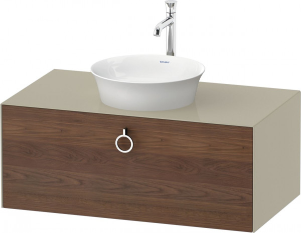 Meuble Pour Vasque à Poser Duravit White Tulip 1 tiroir éclairé, poignée 1000x408mm Noyer américain massif/Taupe Brillant WT4981077H30010