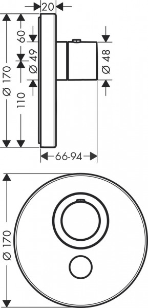 Axor Thermostaatkranen rond voor douche verzonken Select