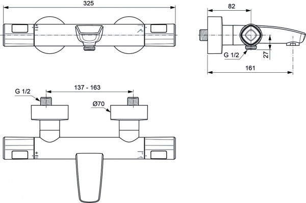 Regendouchekop Ideal Standard IDEALRAIN LUXE vierkant Geborsteld Roestvrij Staal